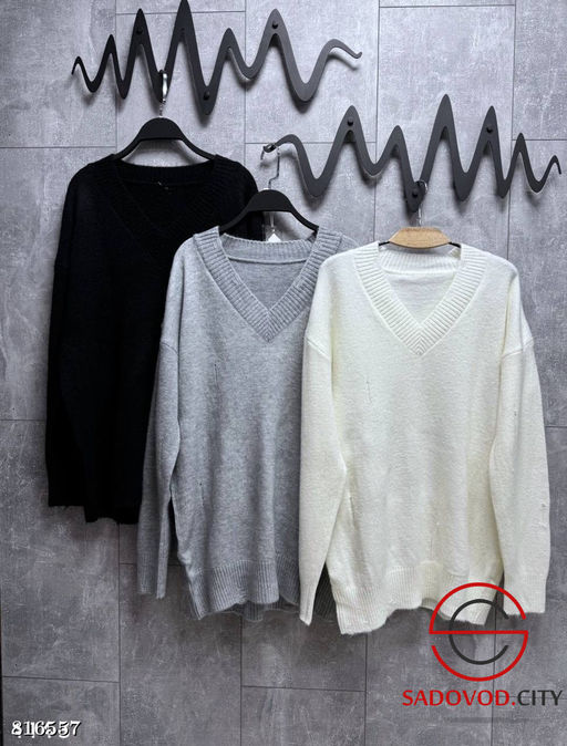 Удлиненный свитер-туника с V вырезом - Bruno фото 2