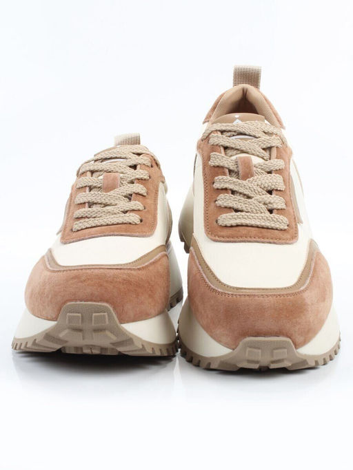 04-PDJ96-1 BEIGE/LT. BEIGE Кроссовки демисезонные женские (натуральная замша, натуральная кожа, текстиль)