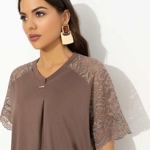 Футболка комбинированная с кружевом Гармония без усилий - Charutti фото 3