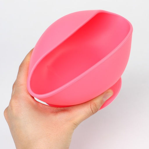 Тарелка детская на присоске, ложка, из силикона, розовая