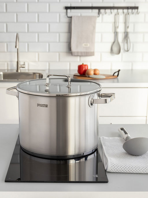 Кастрюля с крышкой 11,5л серый нержавеющая сталь