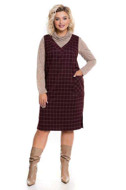Сарафан 1183 бордовая клетка - Novita фото 2