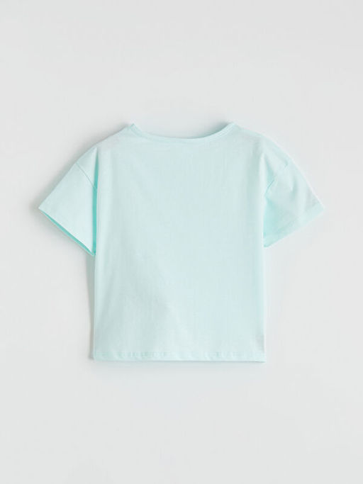 Bisiklet Yaka Bask?l? K?z ?ocuk Ti??rt