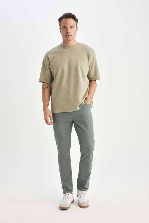 Yazl?k Gabardin Chino Kanvas Pantolon Slim Fit Dar Kesim Dar Paca Cepli - Defacto фото 2