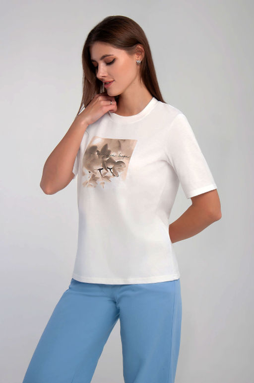 Арт. 3198 Футболка женская 44-52 (5 шт) Цвет:молочный