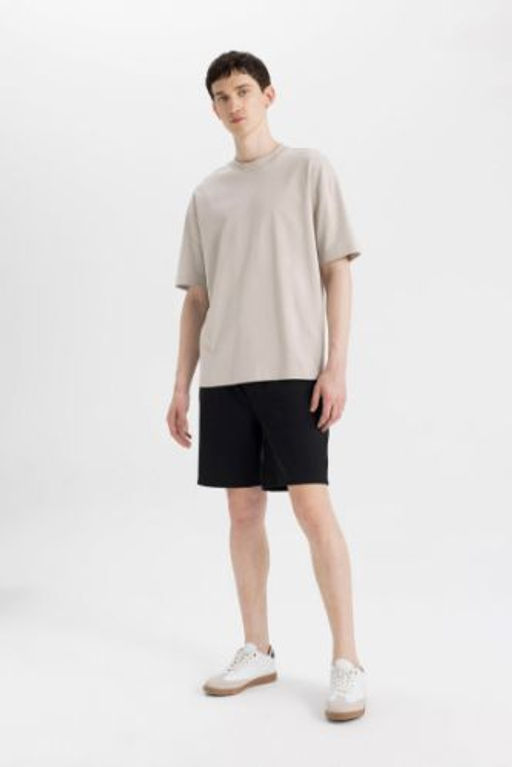 Slim Fit Dar Kesim Fermuar Cepli Basic Duz Sort