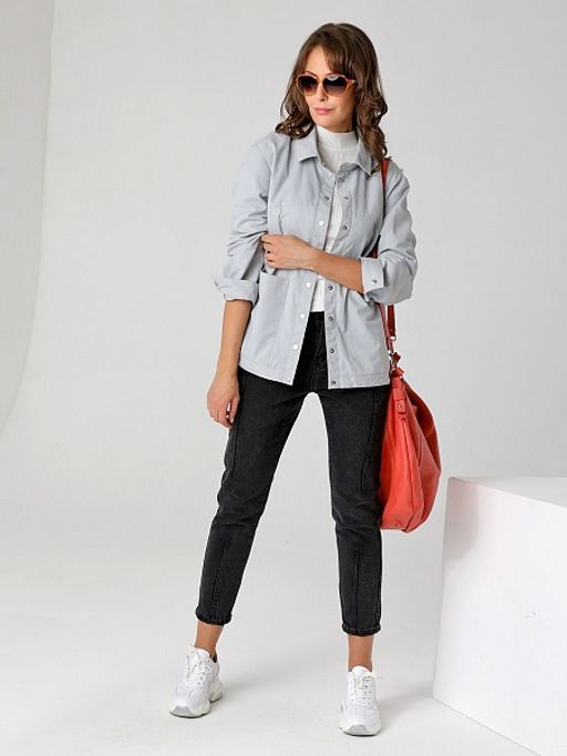 23139 Ветровка без подкладки св.серый - Dizzyway фото 2