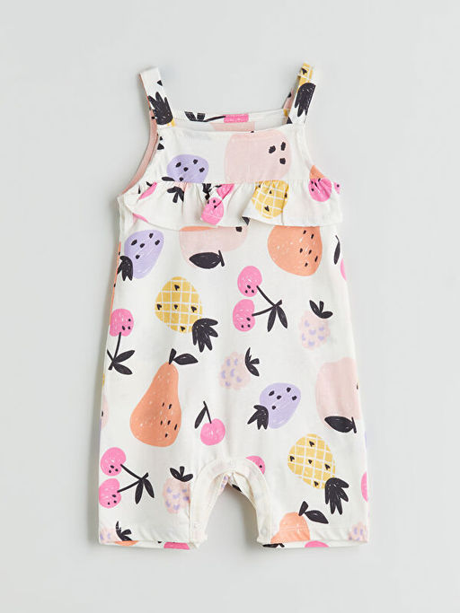 Bisiklet Yaka Bask?l? K?z Bebek Tulum 2li