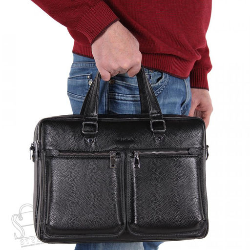 Портфель мужской кожаный 2094BSH black Heanbag  в Новосибирске