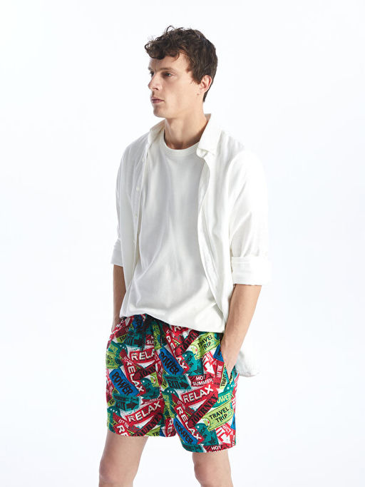 K?sa Boy Desenli Erkek Deniz ?ortu