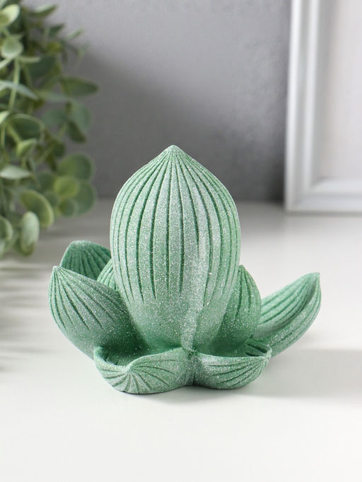 Сувенир полистоун "Лотос и Будда" зелёный 12,5х12,5х11 см