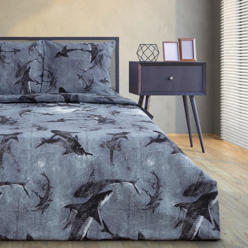 Постельное белье Этель евро Shark 200*217 см,220*240 см,70*70 см -2 шт, бязь  фото 3