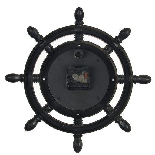 Часы настенные, серия: Море, "Штурвал", плавный ход, d-35 см, коричневая патина