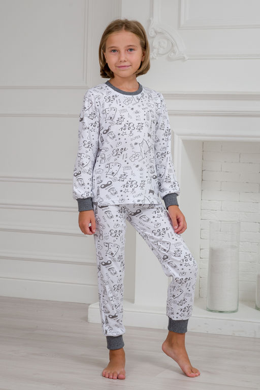 Пижама детская из интерлока Потешка котик темно серый - Амадэль фото 2
