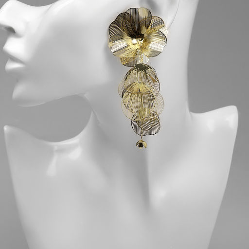 Серьги висячие «Цветок» каталея, цвет золото, 10 см