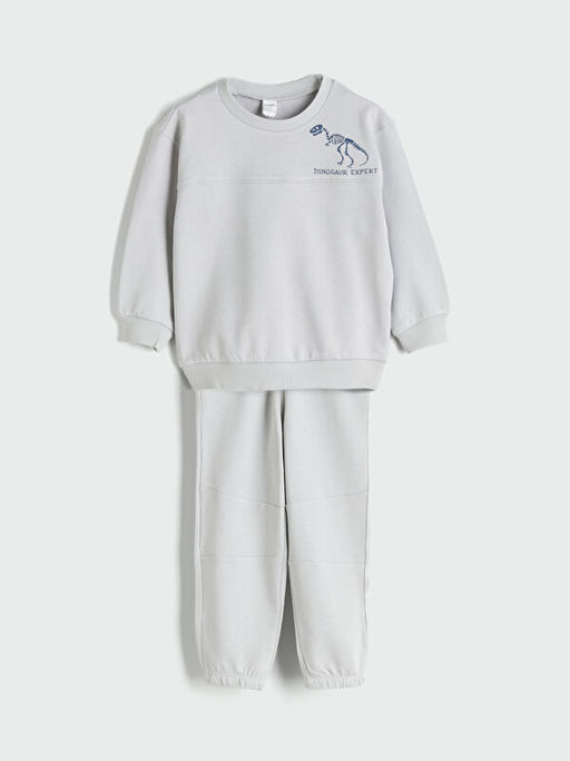 Dinozor Bask?l? Erkek ?ocuk Sweatshirt ve E?ofman Alt