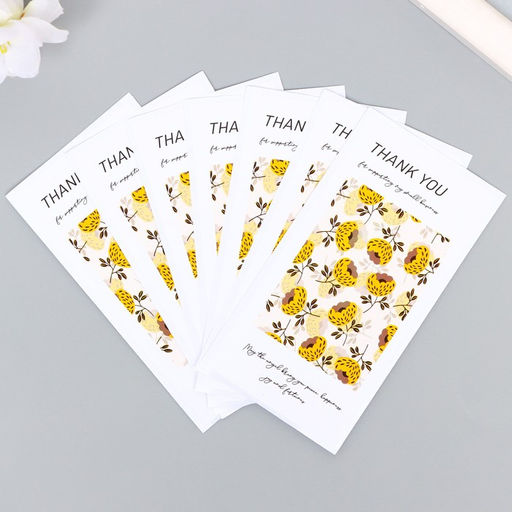 Наклейка - открытка бумага Спасибо. Жёлтые маки, набор 50 шт., 10?5 см