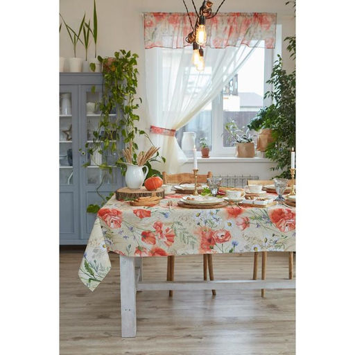 Скатерть Маки 220×147 см, 100% хлопок, рогожка 160 г/м²