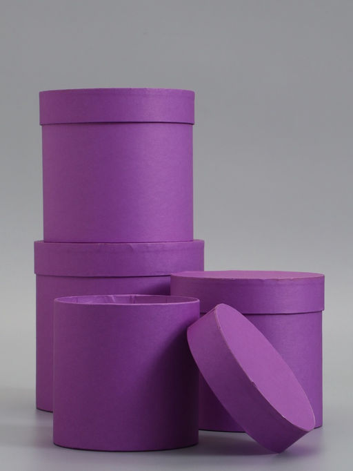 Набор шляпных коробок  4 в 1 "Светлая сирень" 18 × 18 ‒14 × 14 см