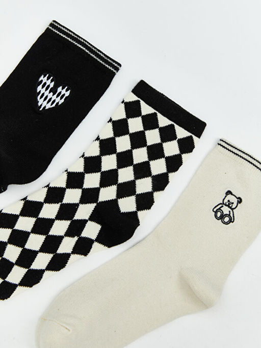 Desenli Kad?n Soket ?orap 3l?