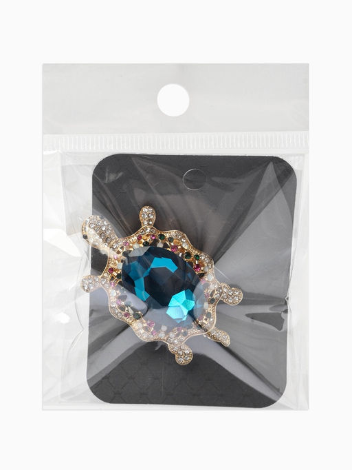 Брошь «Черепаха» морская, цветная в золоте