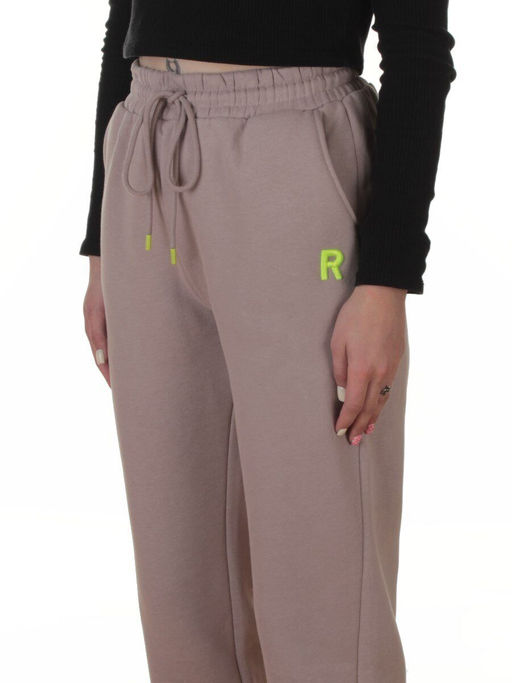 2617 GRAY/BEIGE Брюки спортивные утепленные женские (85% хлопок, 10% полиэстер, 5% спандекс)