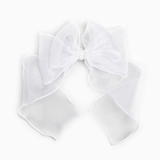 Бант для волос на резинке школьный, белый, 6×25 см, Принцессы