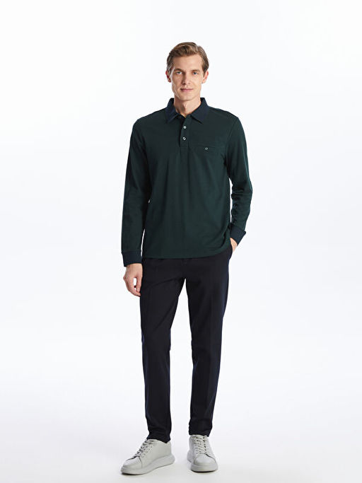 Polo Yaka Uzun Kollu Pike Erkek Ti??rt