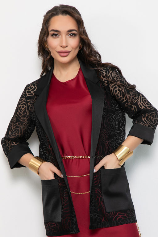 Пиджак Шерри (чёрный/розы) - Эльза фото 6