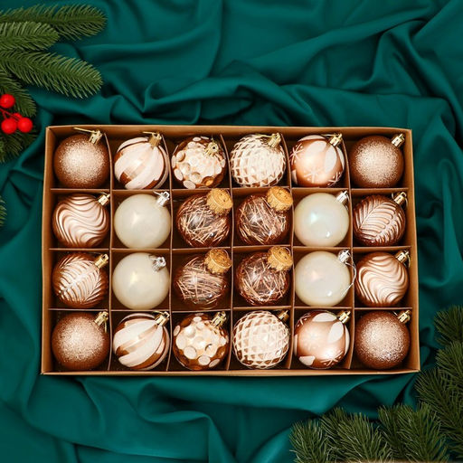 Ёлочные игрушки Мелодия ассорти люкс, шары новогодние, d=6 см, набор 24 шт., бело-золотой - Зимнее волшебство фото 4