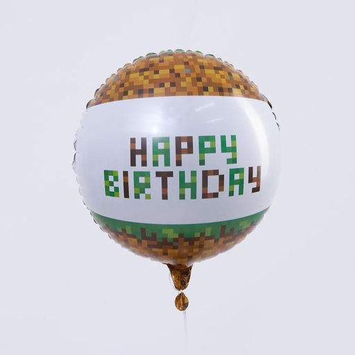 Цена за 50 шт. Воздушный шар фольгированный 18" «С Днем рождения. Пиксели»