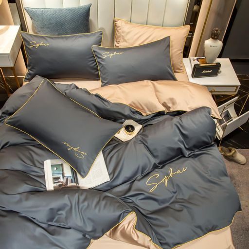 КПБ Mency однотонный с вышивкой MENO019 Евро