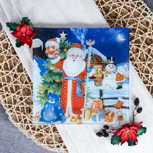 Блюдо квадратное 20х20 см / S3108 T100 GREY /уп 6/48/ Новогоднее / цветная коробка - Галеонтрейд фото 2