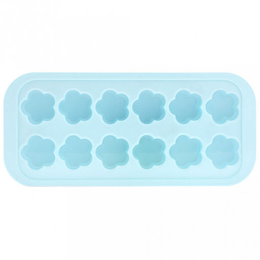 Форма для льда пластмассовая (мармелада) "Цветок - 12 штук" 24,8х11,3см h2,8см, цвета в ассортименте: фиолетовый, розовый, голубой, серый, кремовый, в п/эт пакете (Китай)