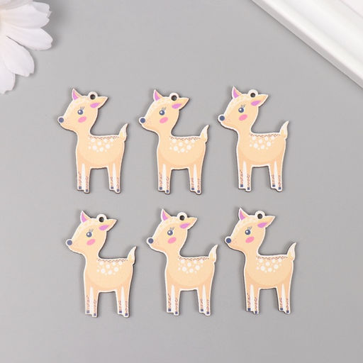 Декор для творчества дерево «Оленёнок», набор 6 шт., 4×2.6×0.3 см