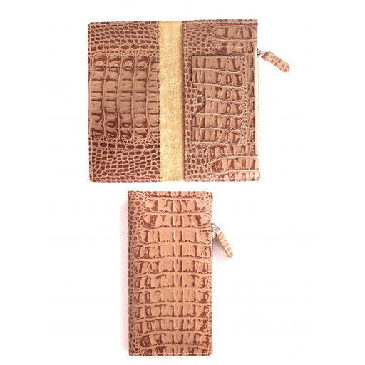 Портмоне женское Croco-ПР-1052 натуральная кожа 3 отд, 5 карм, бежевый кайман (79) 264806