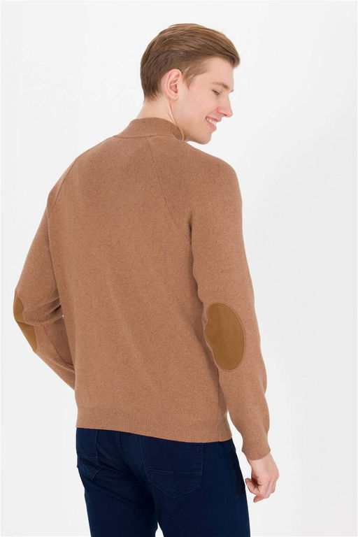 U. S. Polo Assn Мужской кардиган из меланжевого трикотажа светло-коричневого цвета - U.s. polo assn фото 10