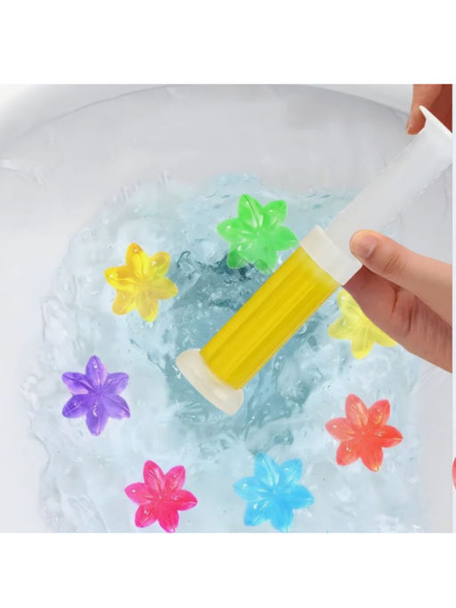 Гель освежитель-очиститель для унитаза в форме шприца, роза