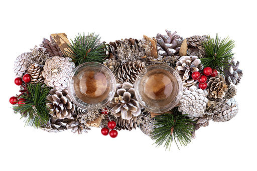 Новогоднее украшение подсвечник 33*15*8 см Зимняя вишня на 2 свечи, прямоугольный - Elan gallery фото 5