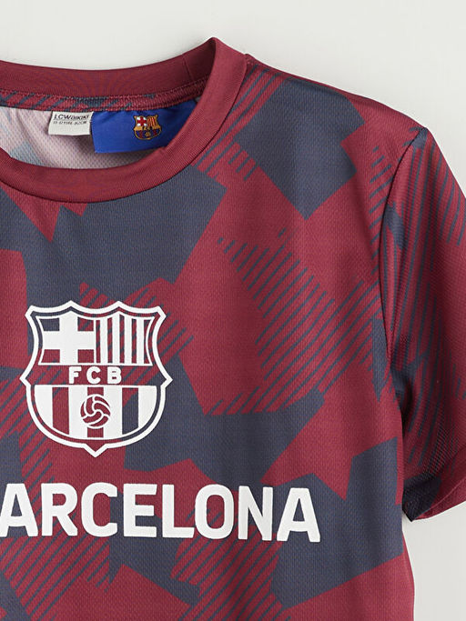 Bisiklet Yaka Barcelona Bask?l? Erkek ?ocuk Ti??rt