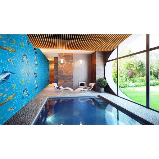 Цена за 12 шт. Стеновая панель ПВХ «Водный мир», узор, 2600×250 мм, цвет синий