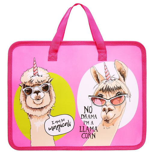 Папка с ручками пластиковая А4 Calligrata Ламы, 32,2х25,6х7 см,  фото 3