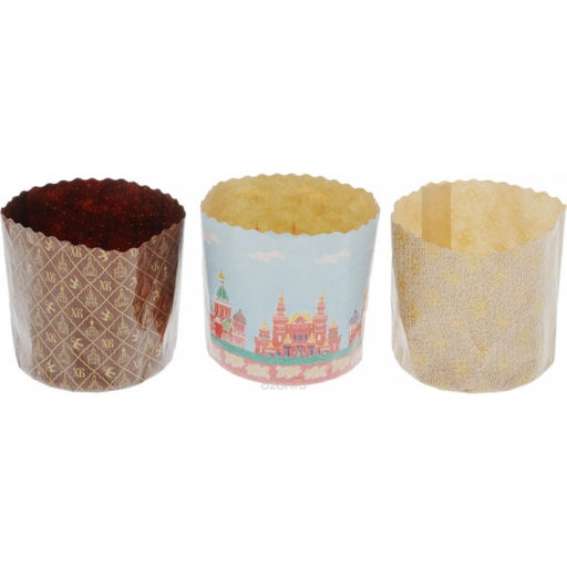 Набор бумажных форм для выпечки куличей 1л. "Пасхальный" 3 шт. арт. 11349 MARMITON