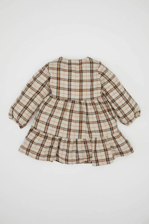 Платье в клетку с длинными рукавами для маленьких девочек - Defacto фото 4