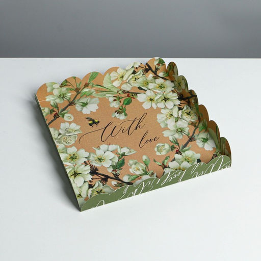 Цена за 5 шт. Коробка для печенья, кондитерская упаковка с пластиковой крышкой, «Пчёлка», 21×21×3 см