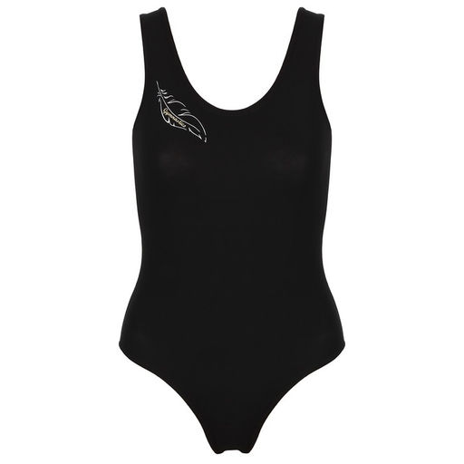 Купальник гимнастический Grace Dance Пёрышко, на широких бретелях, р. 30, цвет чёрный  фото 7