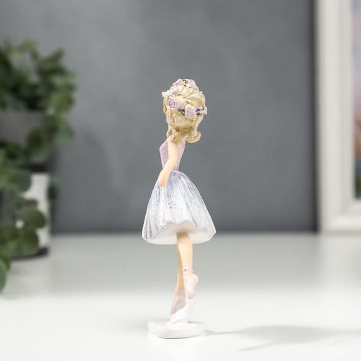 Цена за 6 шт. Фигурка полистоун «Балерина с кудрями, в розово-сиреневом платье», 13×3.5×6.5 см