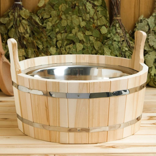 Шайка для бани и сауны, 15 л, липа, нержавеющая вставка, «Добропаровъ»