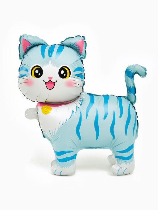 Цена за 5 шт. Воздушный шар фольгированный 22" «Голубая кошка», фигура под воздух