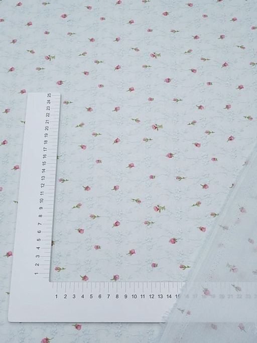 Шитье Digital Розет цв.голубой, ш.1.5м (выш.часть1.35м), батист, хлопок-100%, 70гр/м.кв - Купава фото 4